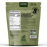 Dr. Murray's Organic Plant Based Protein Powder USDA Organic Certified - Matcha - 16 oz package back view with nutrition facts