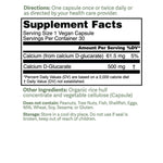 Doctor Murray's Ultra Clean Calcium D-Glucarate 30 Veg Capsules 500mg Supplement Facts Panel