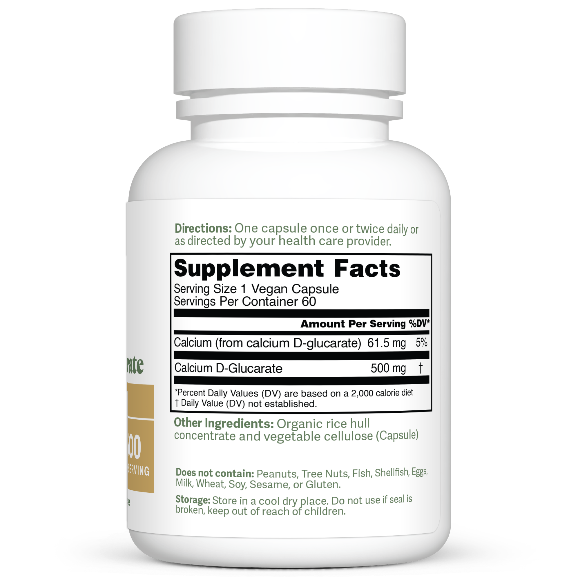 Dr. Murray’s Ultra Clean Calcium D-Glucarate - 60 Vegan Capsules count bottle right-side view with supplement facts label visible