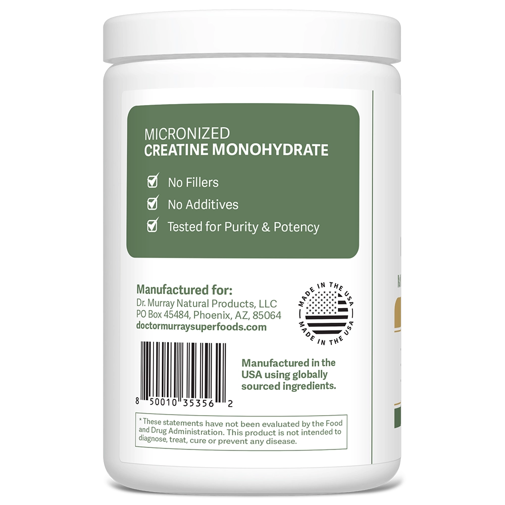 Dr. Murray's Creatine Powder, Unflavored, left side of bottle