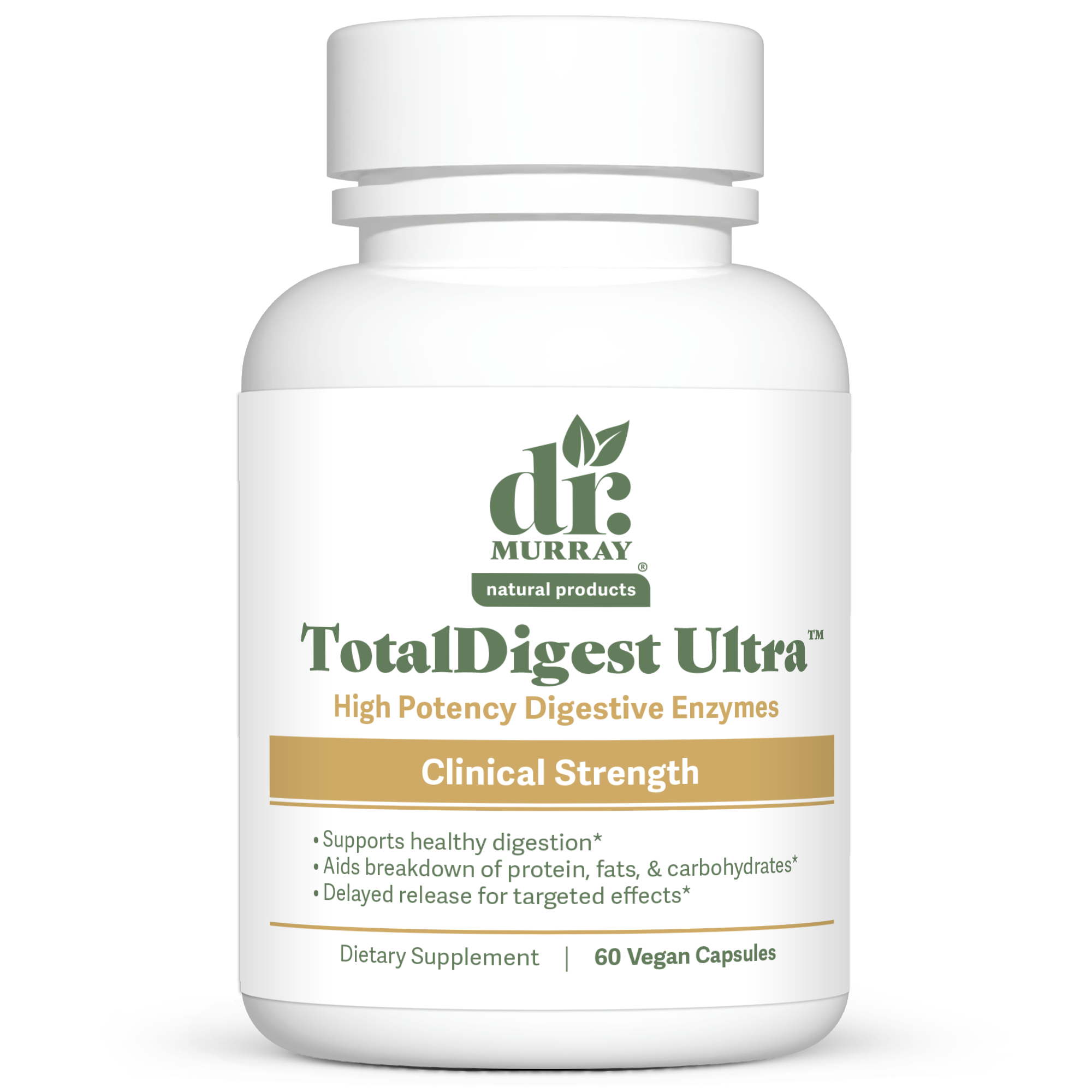 Dr. Murray's TotalDigest Ultra High Potency Digestive Enzymes - 60 Vegan Capsules count bottle front view