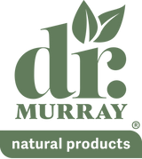 Dr. Murray natural products logo with green leaves on a transparent background