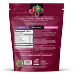 Back view of a dark magenta stand-up pouch of Dr. Murray Health Notes from Dr.
