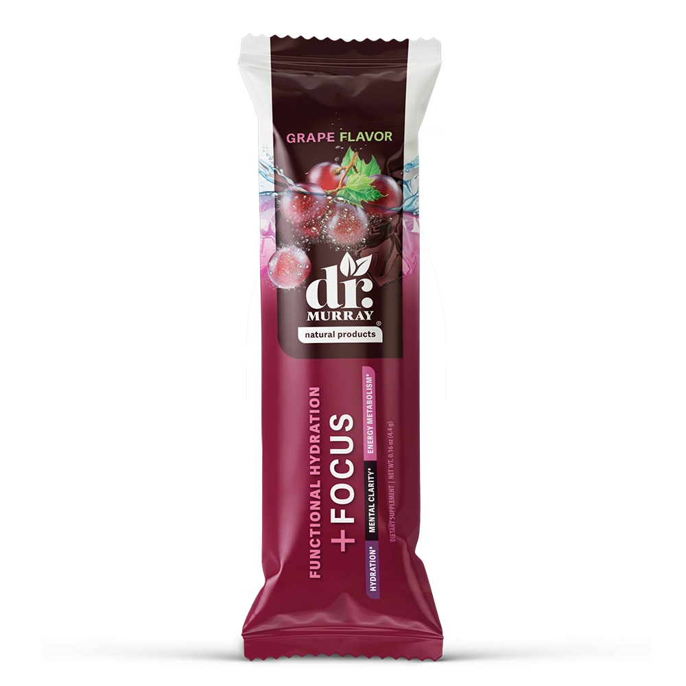 A single Dr. Murray Grape Flavor functional hydration bar in its retail packaging, shown against a plain white background.
