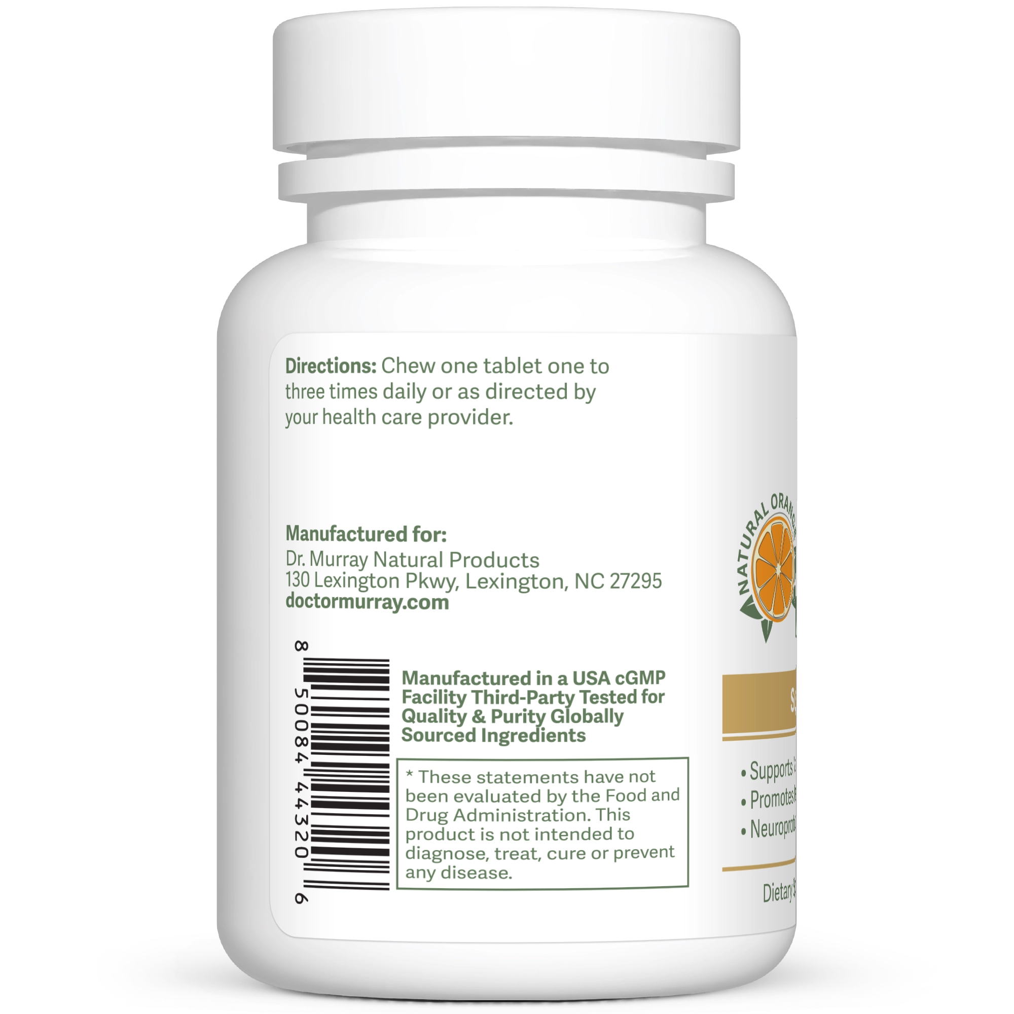 Dr. Murray's Ultra Clean Lithium Orotate - 1 mg - 90 Mini Chews count bottle left-side view with directions label visible