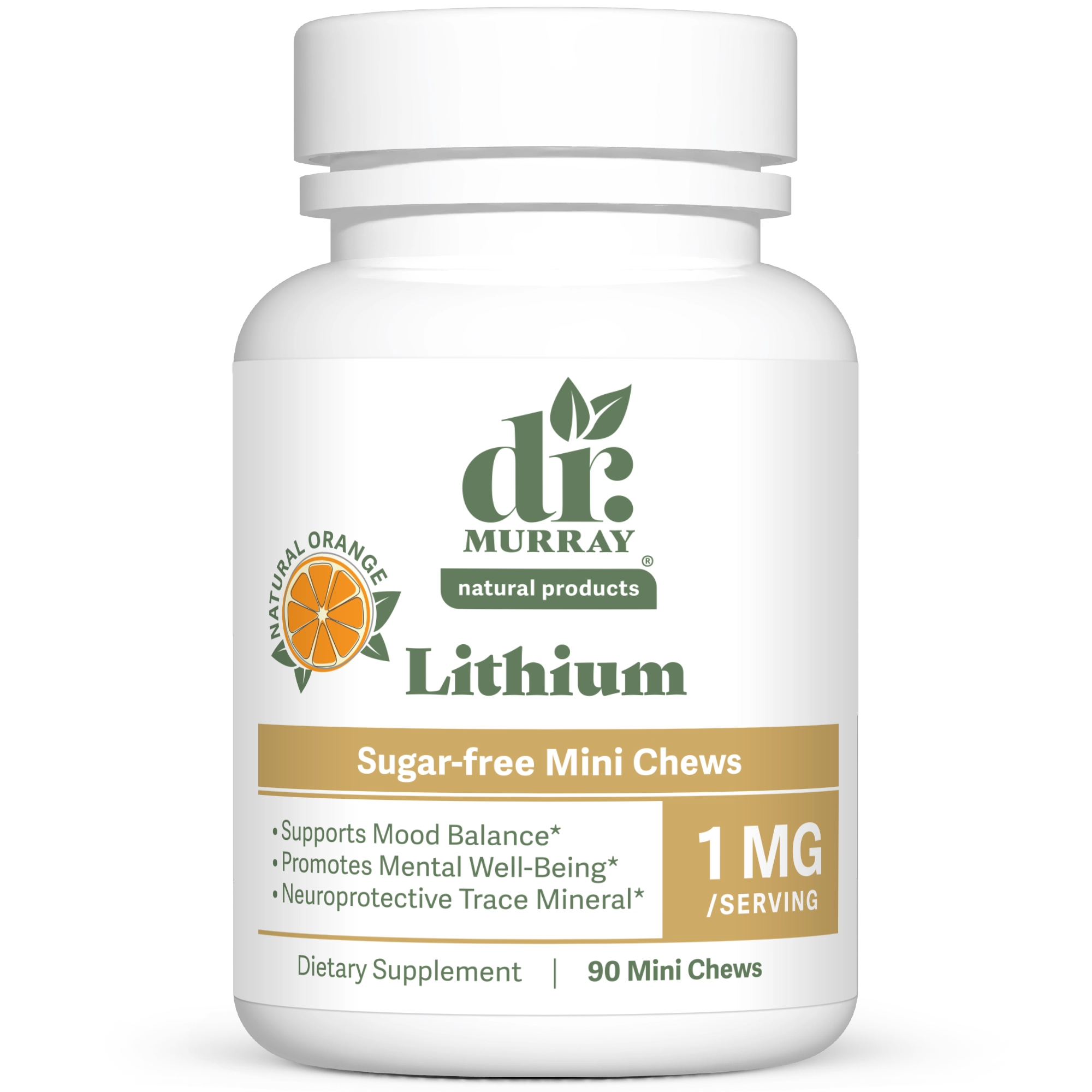 Dr. Murray's Ultra Clean Lithium Orotate 1 mg - 90 Mini Chews count bottle front view