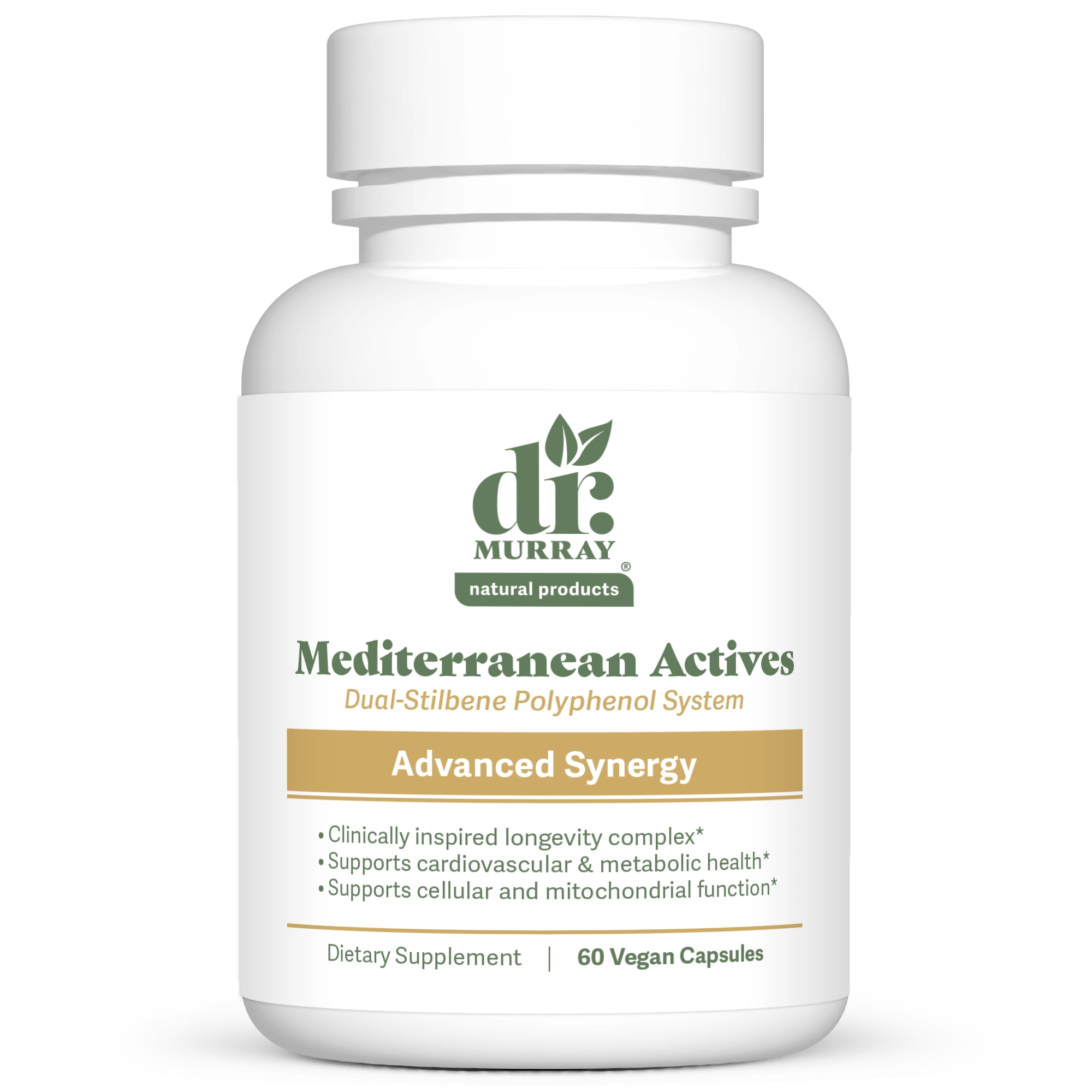 Dr. Murray's Mediterranean Actives, 60 Vegan Capsules count bottle front view