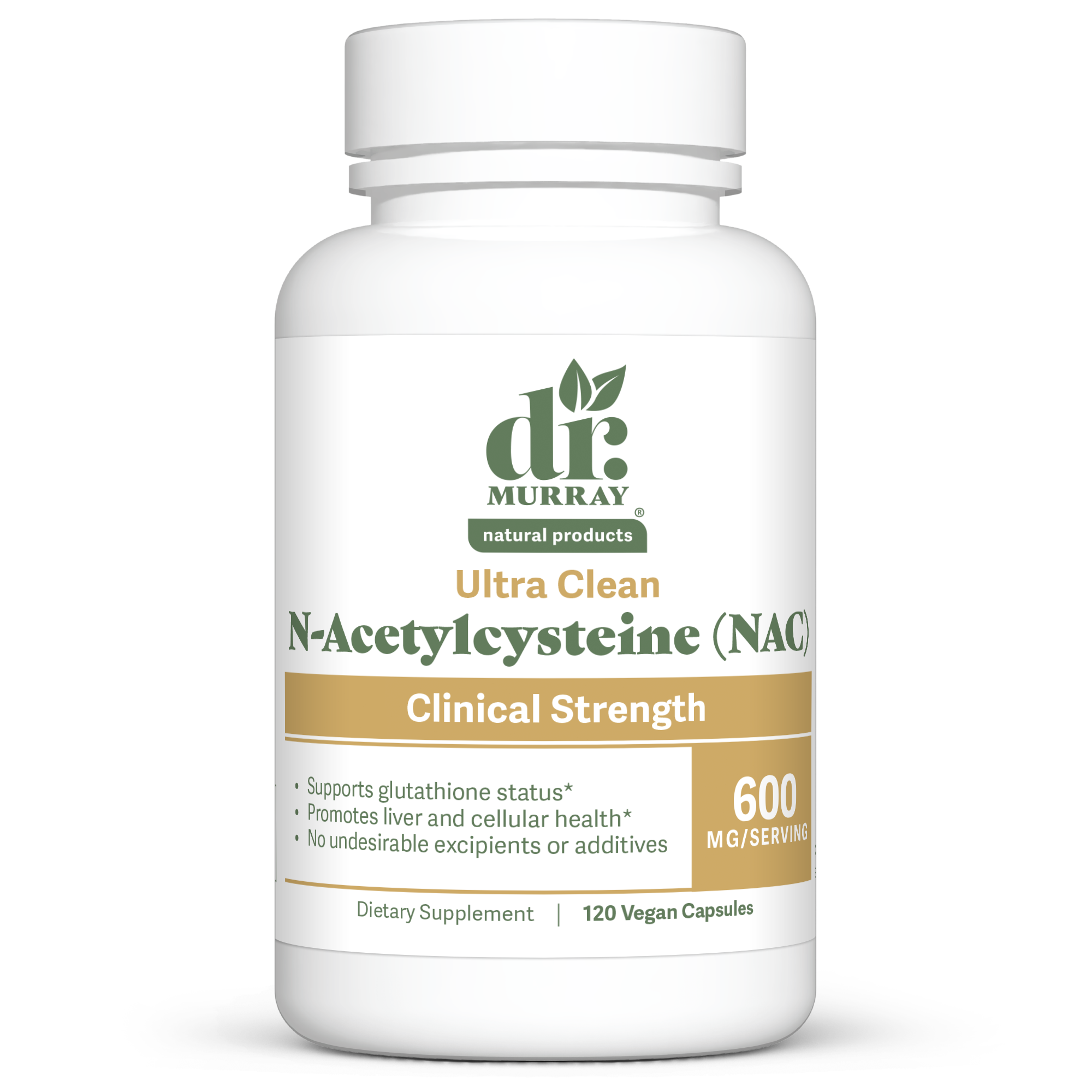 Dr. Murray's Ultra Clean N-Acetylcysteine (NAC) 600 mg - 120 Vegan Capsules count bottle front view