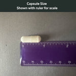 Dr. Murray's N-Acetylcysteine capsule size shown with a ruler for scale on a gray background