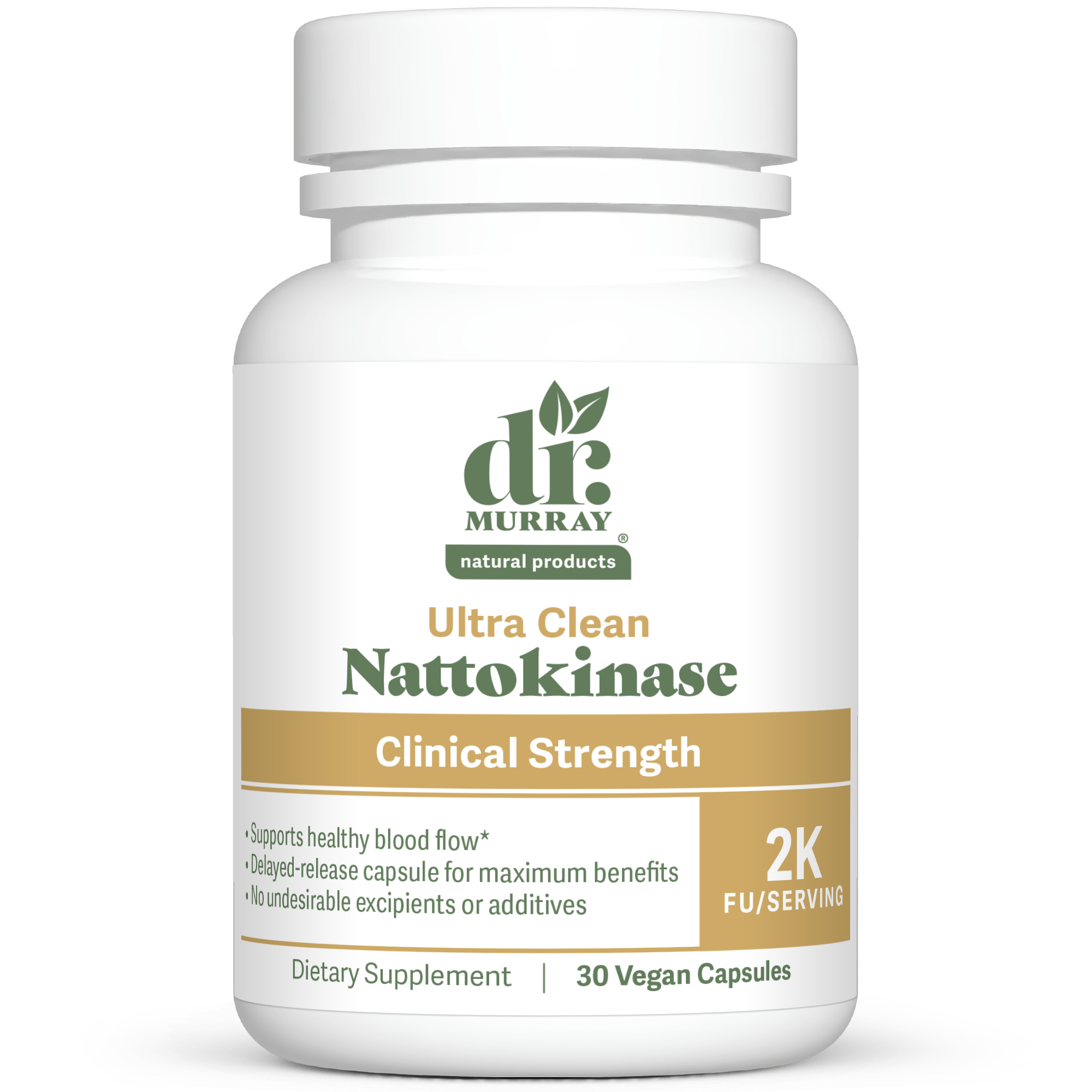 Dr. Murray's Ultra Clean Nattokinase Clinical Strength - 30 Vegan Capsules count bottle front view