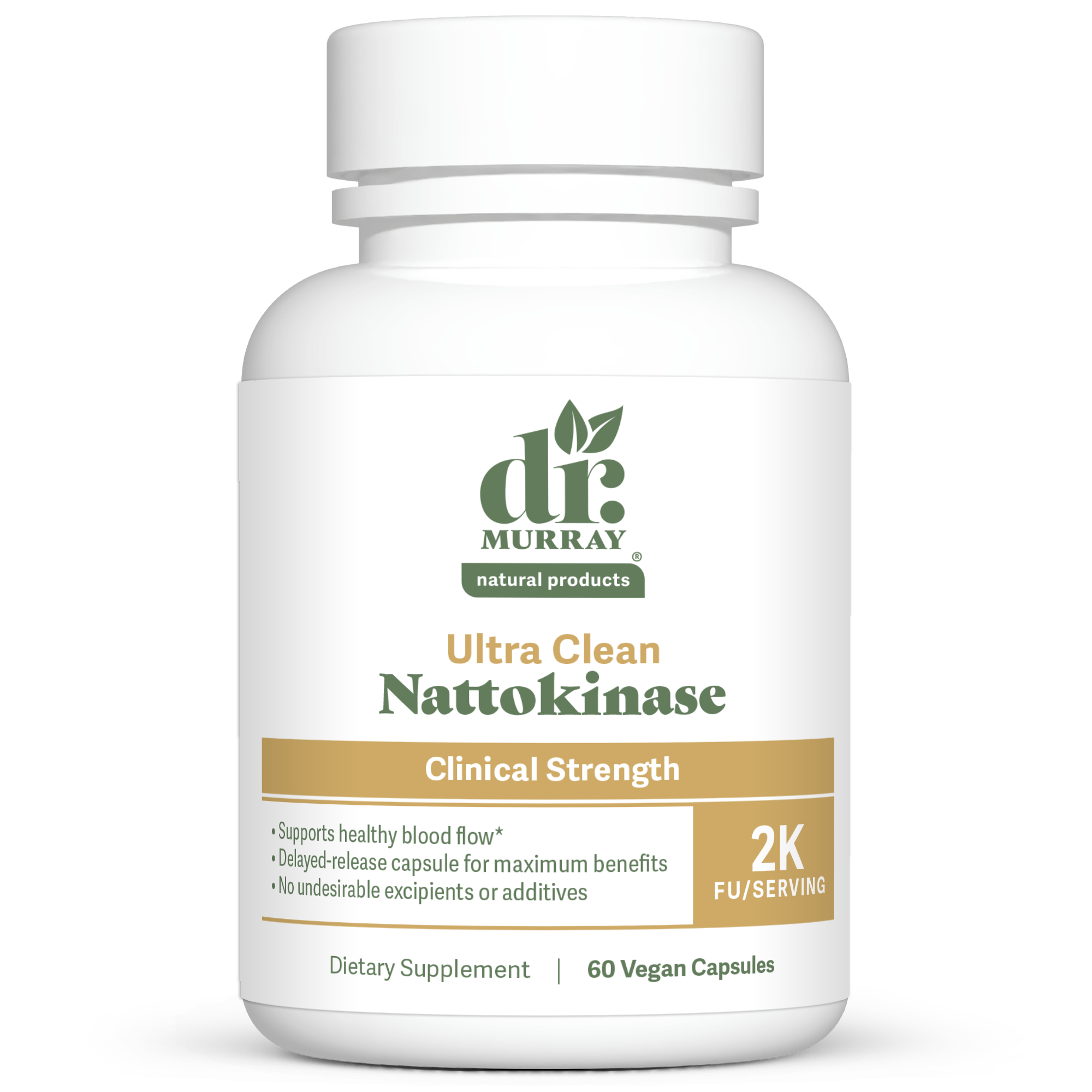 Dr. Murray's Ultra Clean Nattokinase Clinical Strength - 60 Vegan Capsules count bottle front view