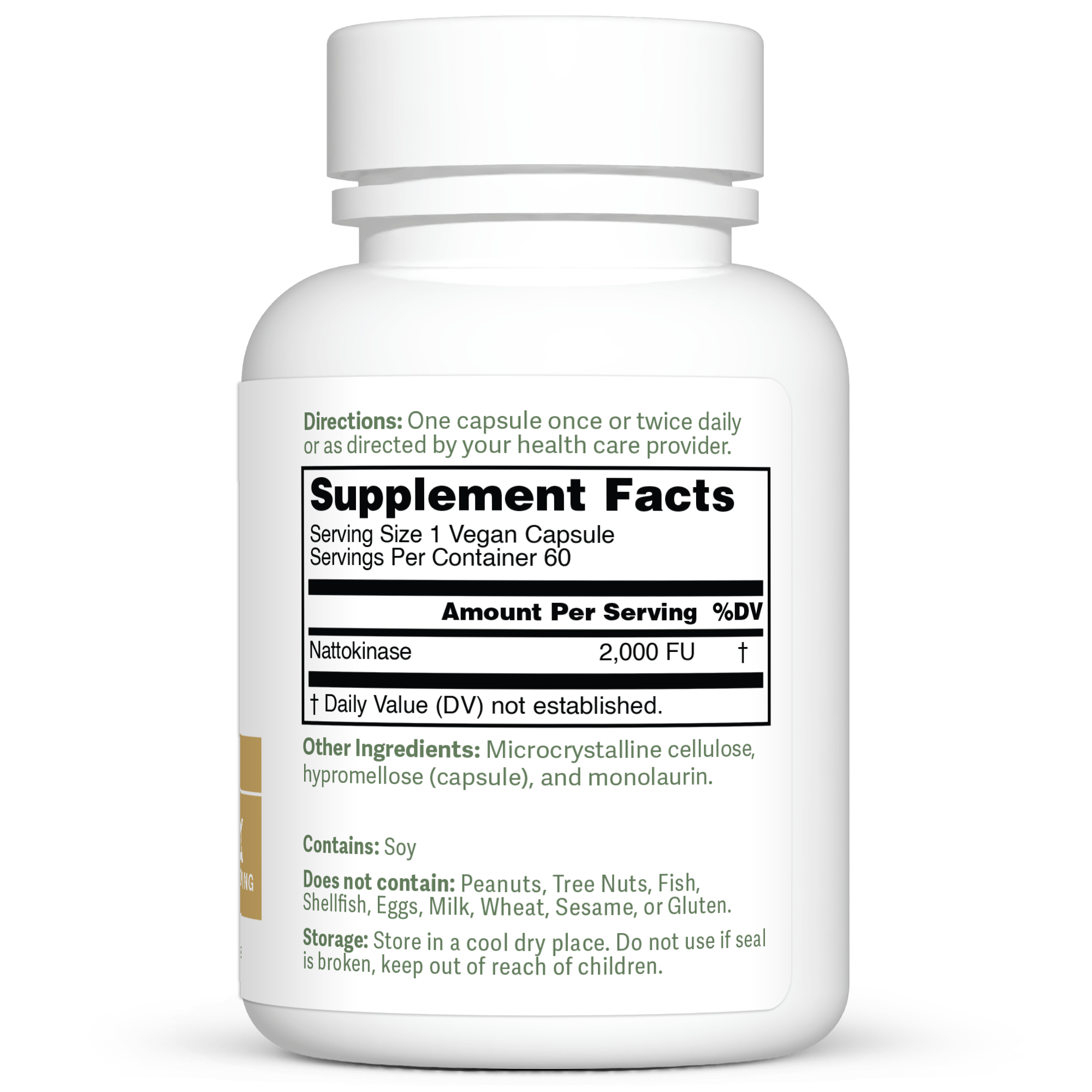 Dr. Murray's Ultra Clean Nattokinase Clinical Strength - 60 Vegan Capsules count bottle right-side view with supplement facts label visible