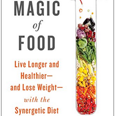 Book cover of 'The Magic of Food' by Michael T. Murray, ND with colorful ingredients in a test tube.