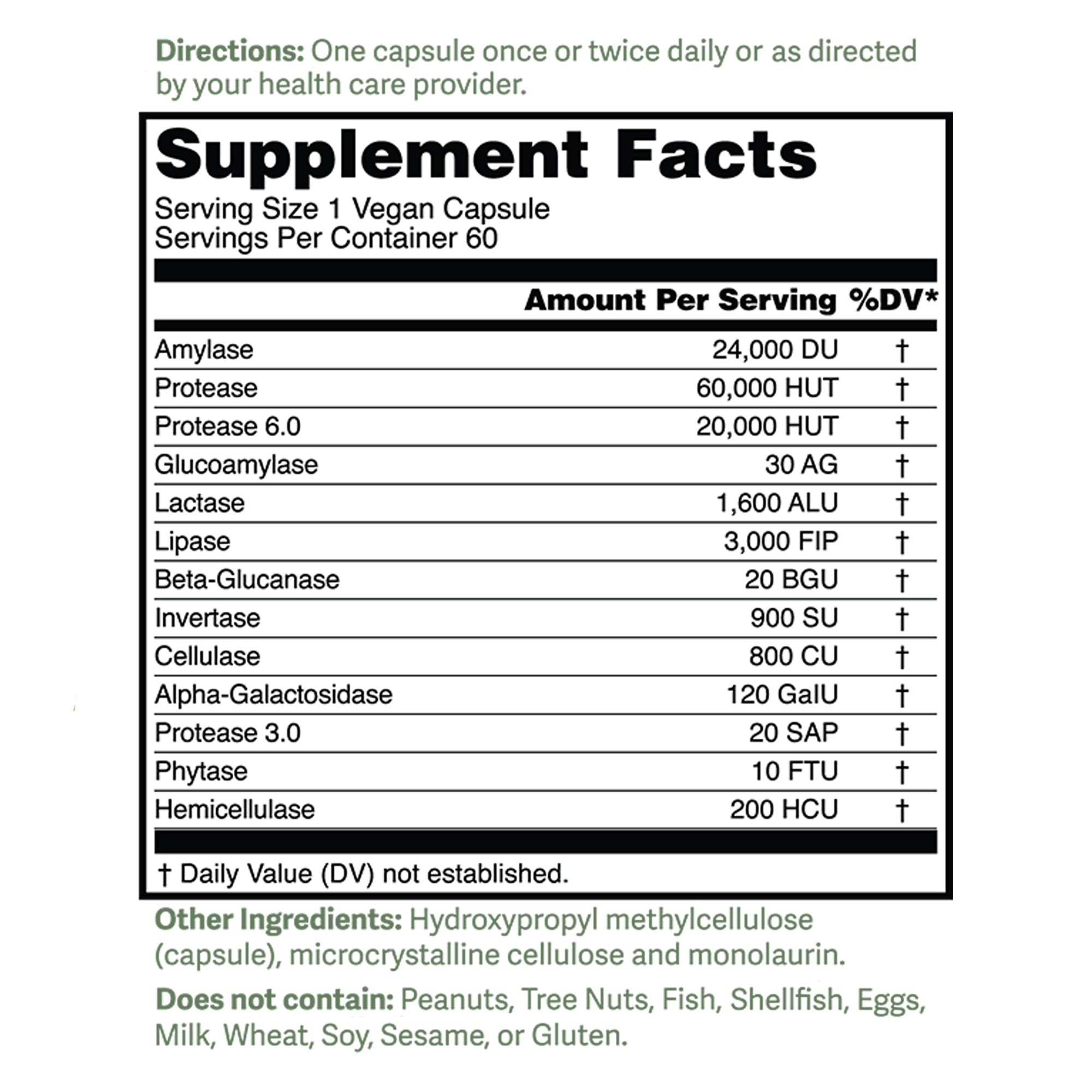 Dr. Murray's TotalDigest Ultra™ 60 Vegan Capsules, Supplement Facts Panel