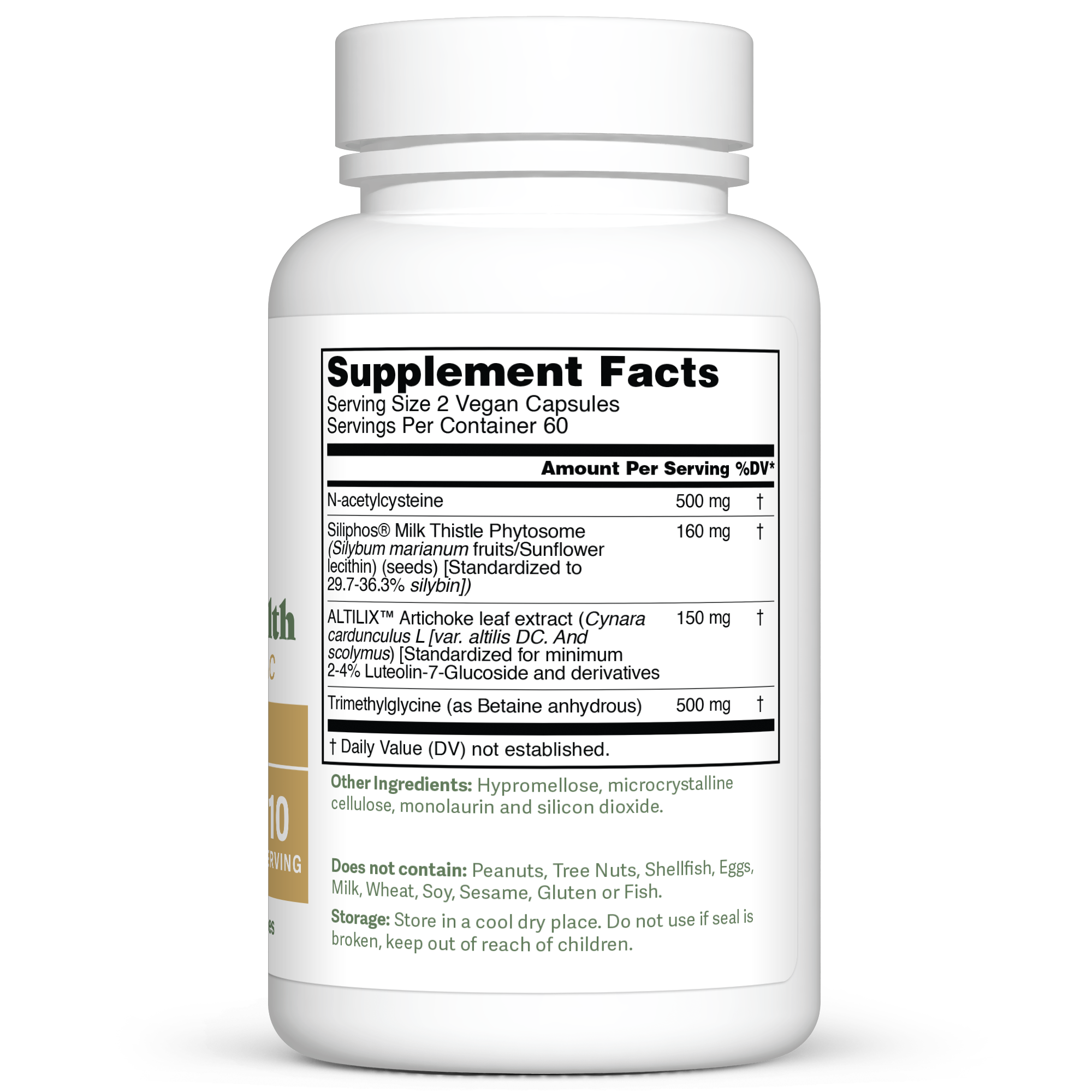 Dr. Murray's Ultimate Liver Health Vegetable Capsules - 120 vegetable capsules count bottle right-side view with supplement facts label visible
