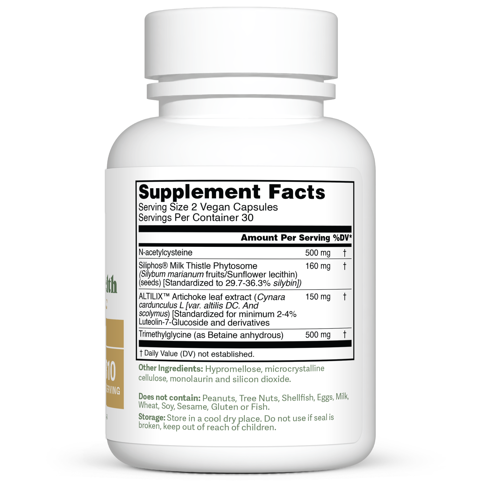Dr. Murray's Ultimate Liver Health Vegetable Capsules - 60 vegetable capsules count bottle right-side view with supplement facts label visible