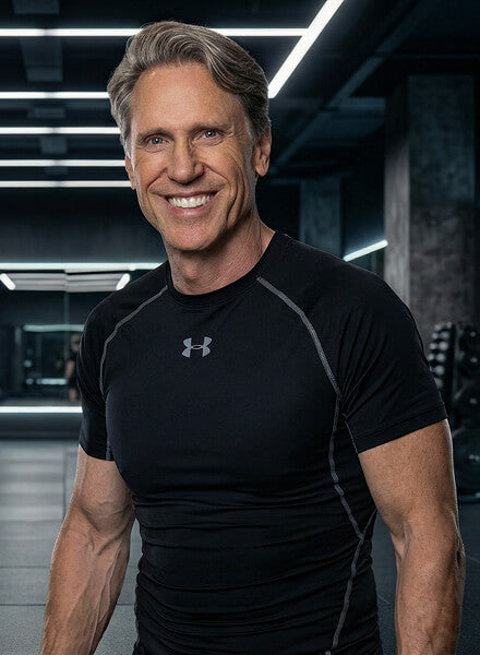 Dr. Murray wearing a black Under Armour shirt in a gym setting