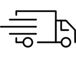 Icon of a delivery truck with speed lines