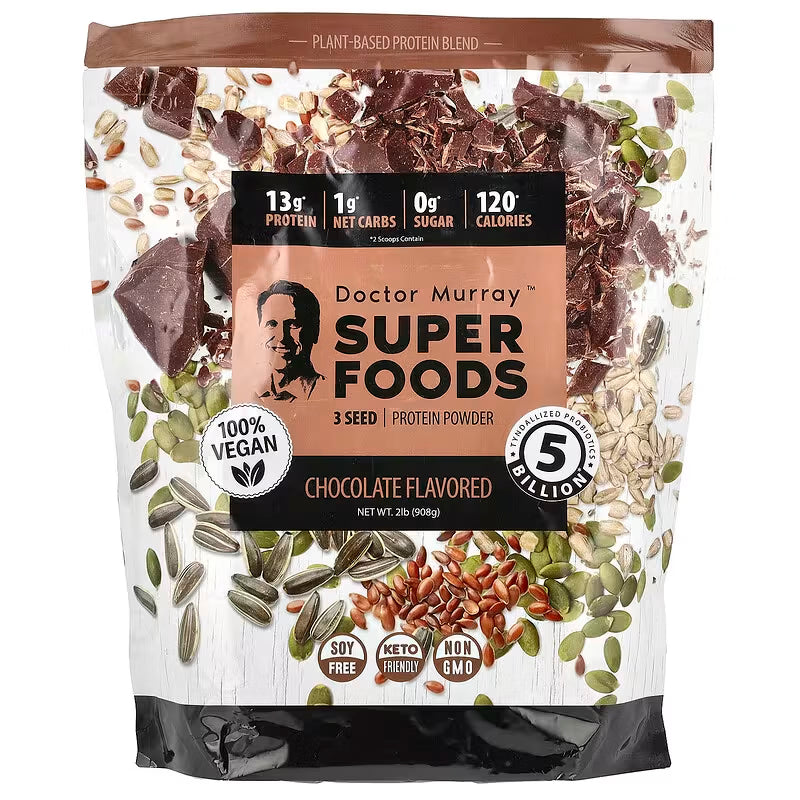Dr. Murray's Super Foods 3 Seed Protein Powder Chocolate - 2 lb package front view