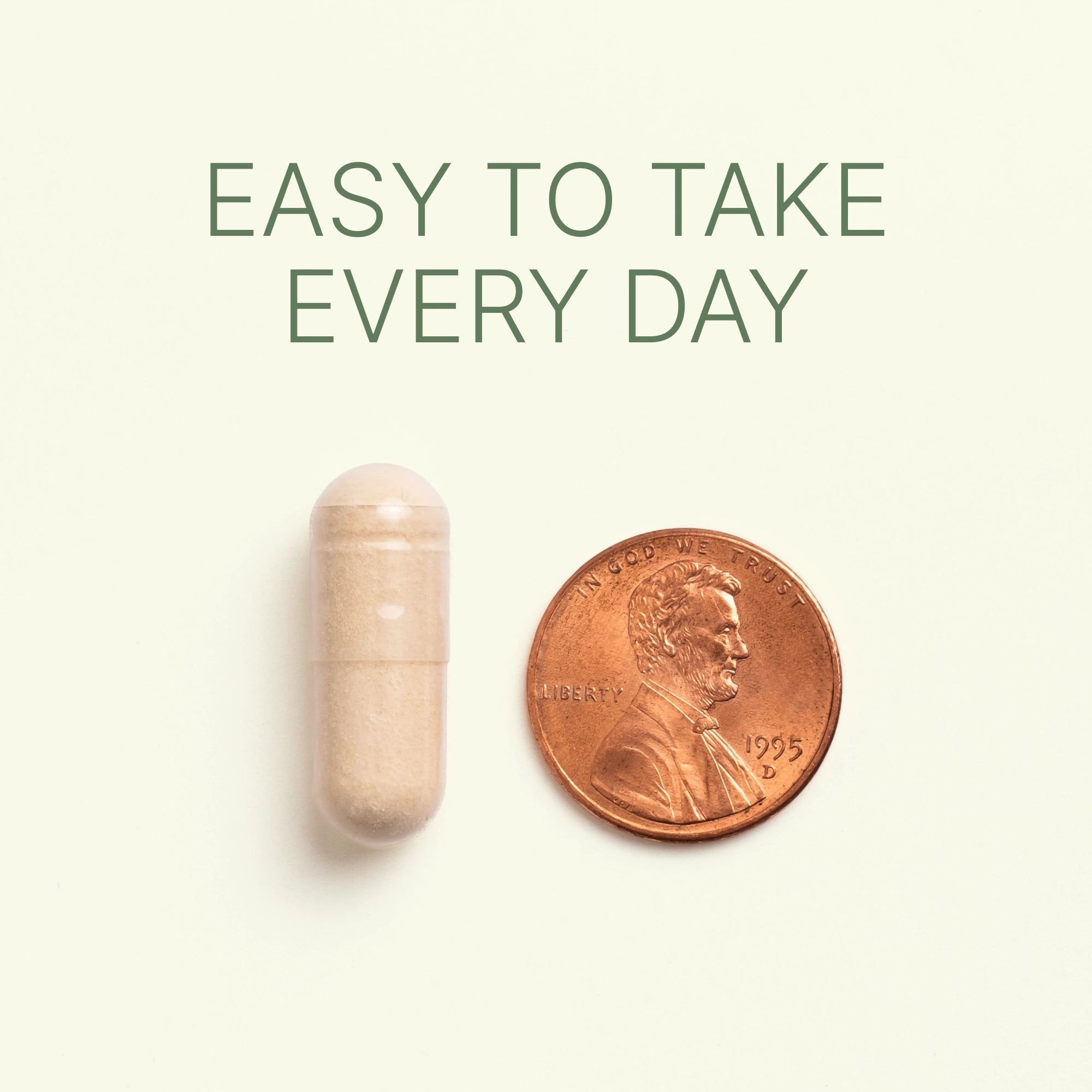 Dr. Murray Calcium D-Glucarate capsule is shown next to a U.S. penny for size comparison
