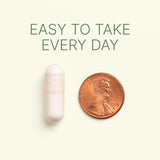 Dr. Murray Lithium Orotate white capsule is shown next to a U.S. penny for size comparison
