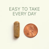 Dr. Murray Ultimate Metabolic Health herbal capsule is shown next to a U.S. penny for size comparison