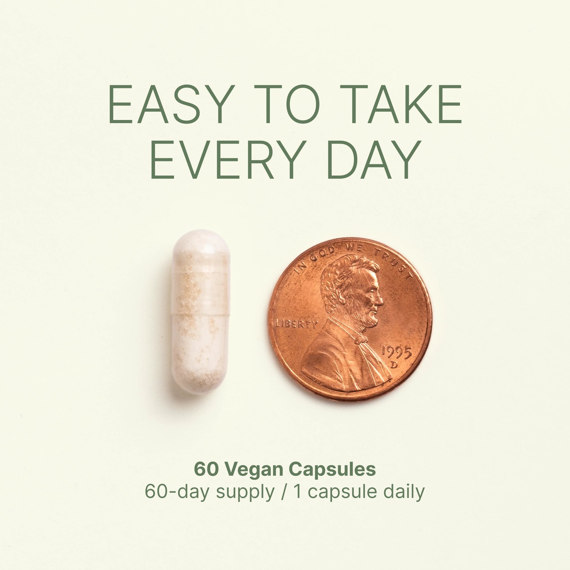 Dr. Murray Vitamin D3 K2 capsule is shown next to a U.S. penny for size comparison
