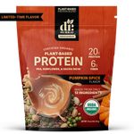 Dr. Murray Natural Products plant-based protein pumpkin spice powder pouch, front, Limited-Time Flavor