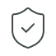Shield icon with a check mark, symbolizing security or approval.