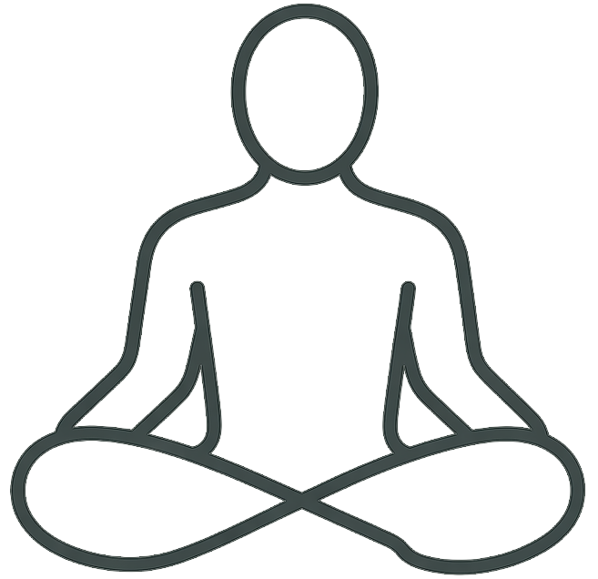 Outline of a person sitting in a meditative pose on a white background