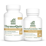 Dr. Murray's ThymoQuin Black Seed Oil and N-Acetylcysteine (NAC), against a white background.